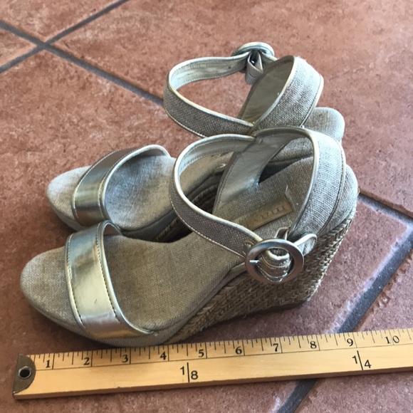 Maypol gray metallic wedge heel sandals shoes size 38 - Picture 7 of 16